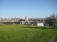 KingRichardIIIandFootball031  In my back, there should be the Home Park of Plymouth Argyle football club. The train station is just in front of the first large building you see. Just before arriving by train at the station, you could see the ground between the hills. So I was hoping to make lovely pictures from here……. But that was very disappointing.